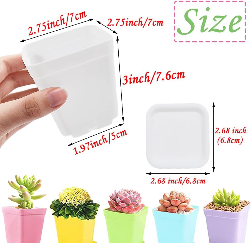 48 Macetas Plástico 3pulg Cuadradas Jardín Hogar