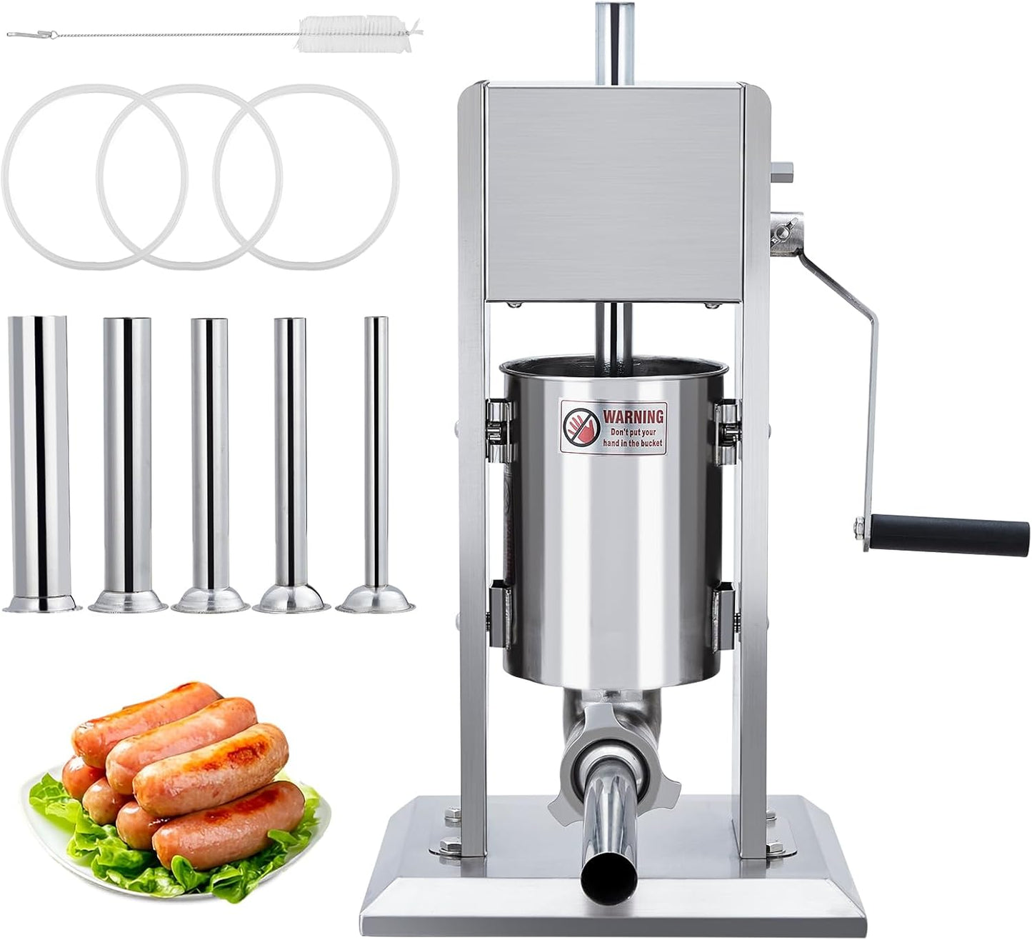 Máquina rellenar salchichas acero inox 7lb set 5 tubos