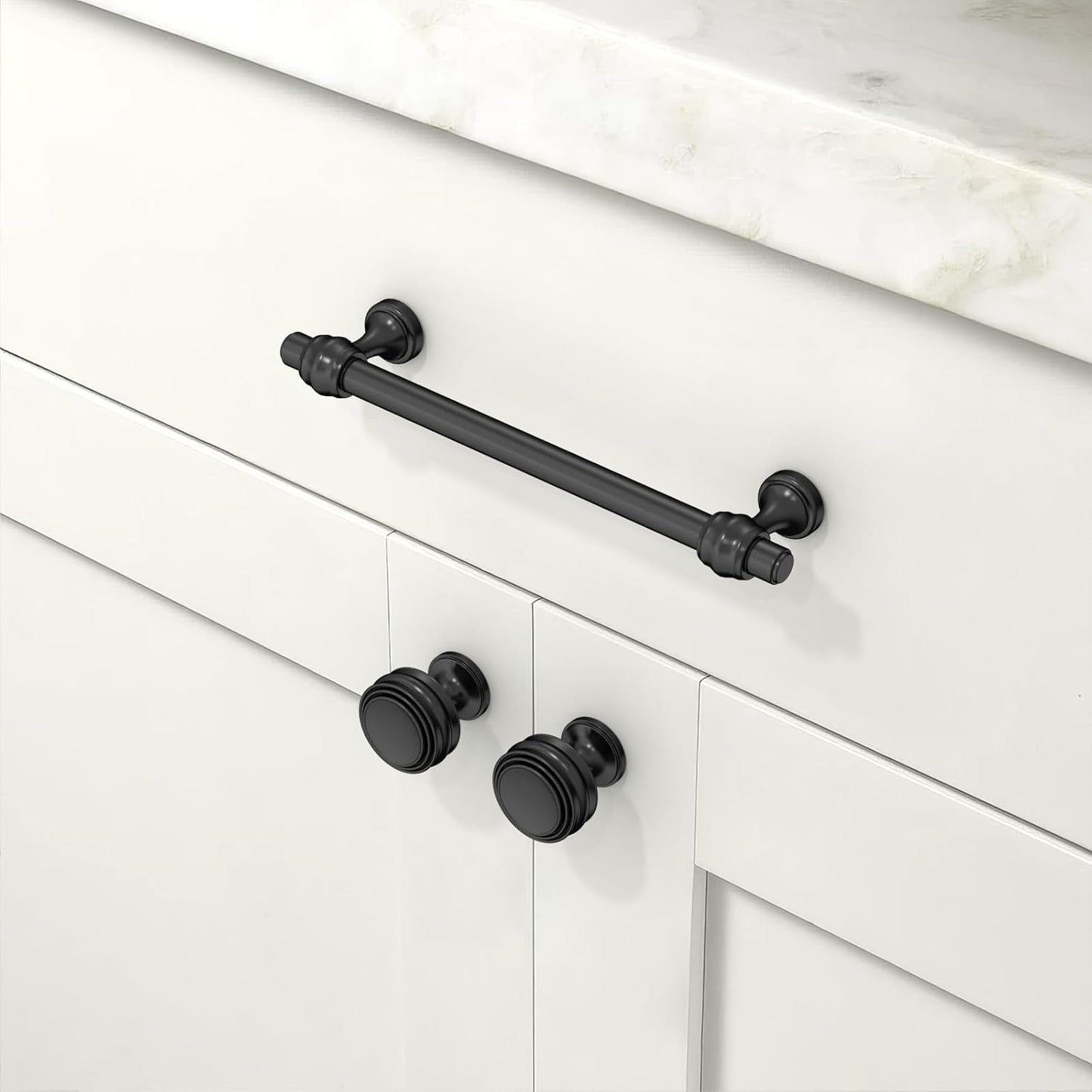 10 Tiradores Gabinete Negro Mate 5pulg para Cocina