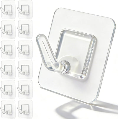 20 Ganchos Adhesivos Transparentes para Baño Cocina Puerta