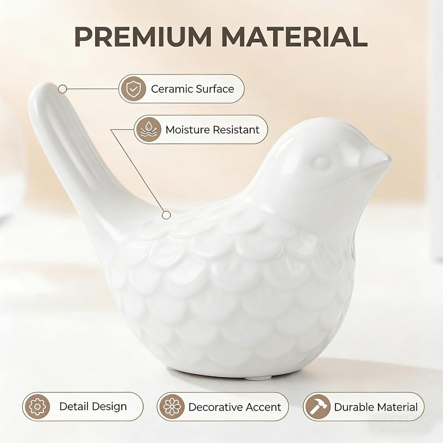 4 Tapas Pájaros Cerámica para Perillas Inodoro