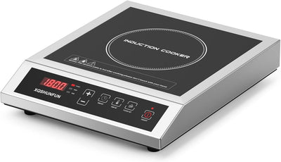 Placa inducción comercial 1800W acero inox temporizador 24h