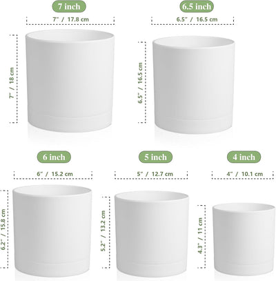 5 Pzas Macetas Cilíndricas Plástico 4-7pulg Drenaje Jardín