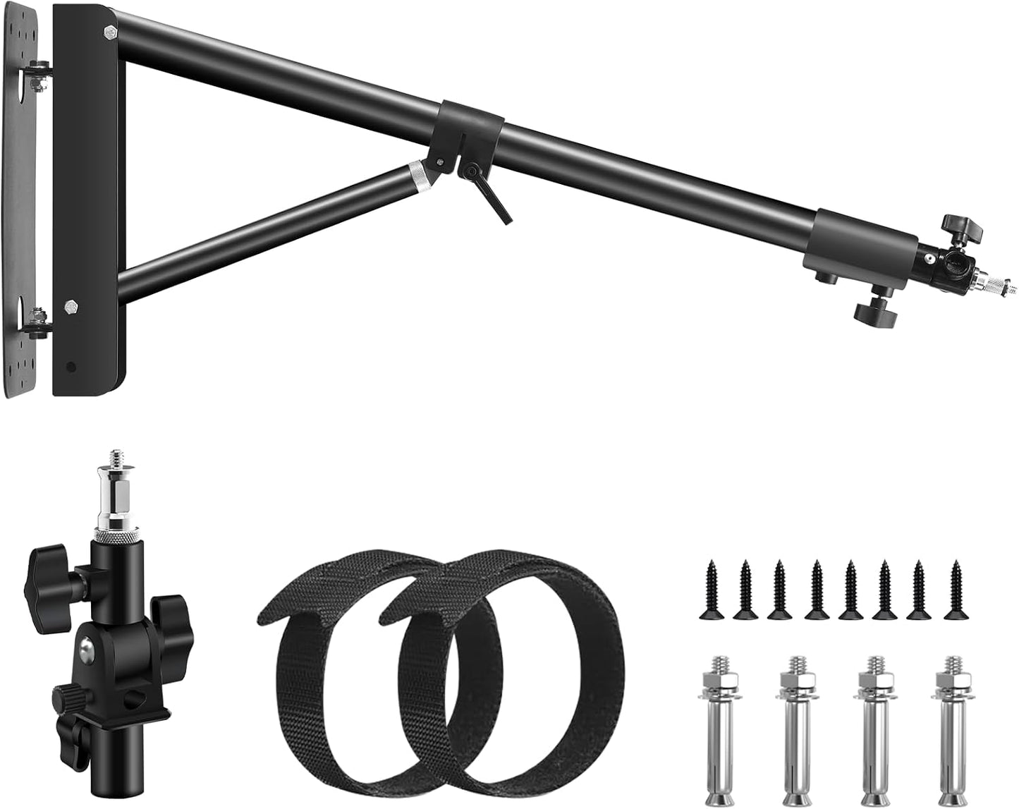 Soporte luz ajustable 53pulg rotación 180° adaptador 1/4-3/8