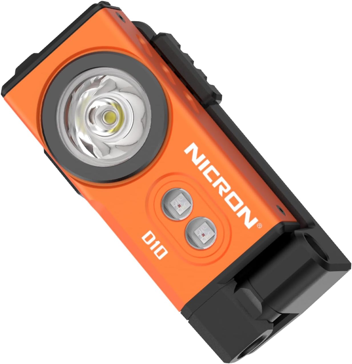 Linterna recargable D10 500lm naranja con luz RGB UV