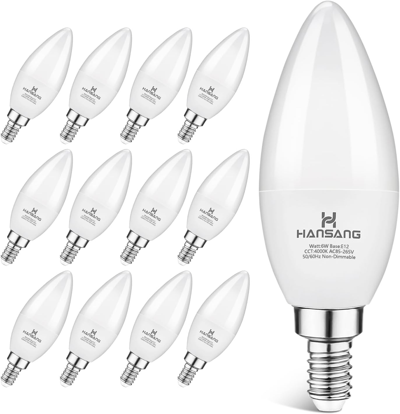 Set 12 Bombillas LED E12 6W 4000K