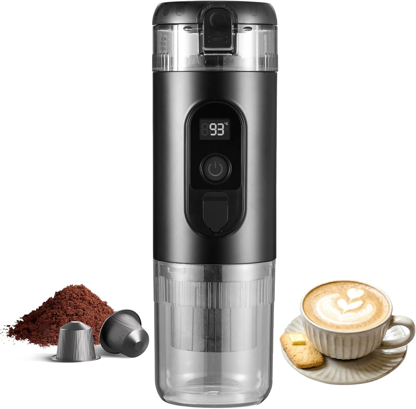 Cafetera Espresso Portátil Autocalentable Negro