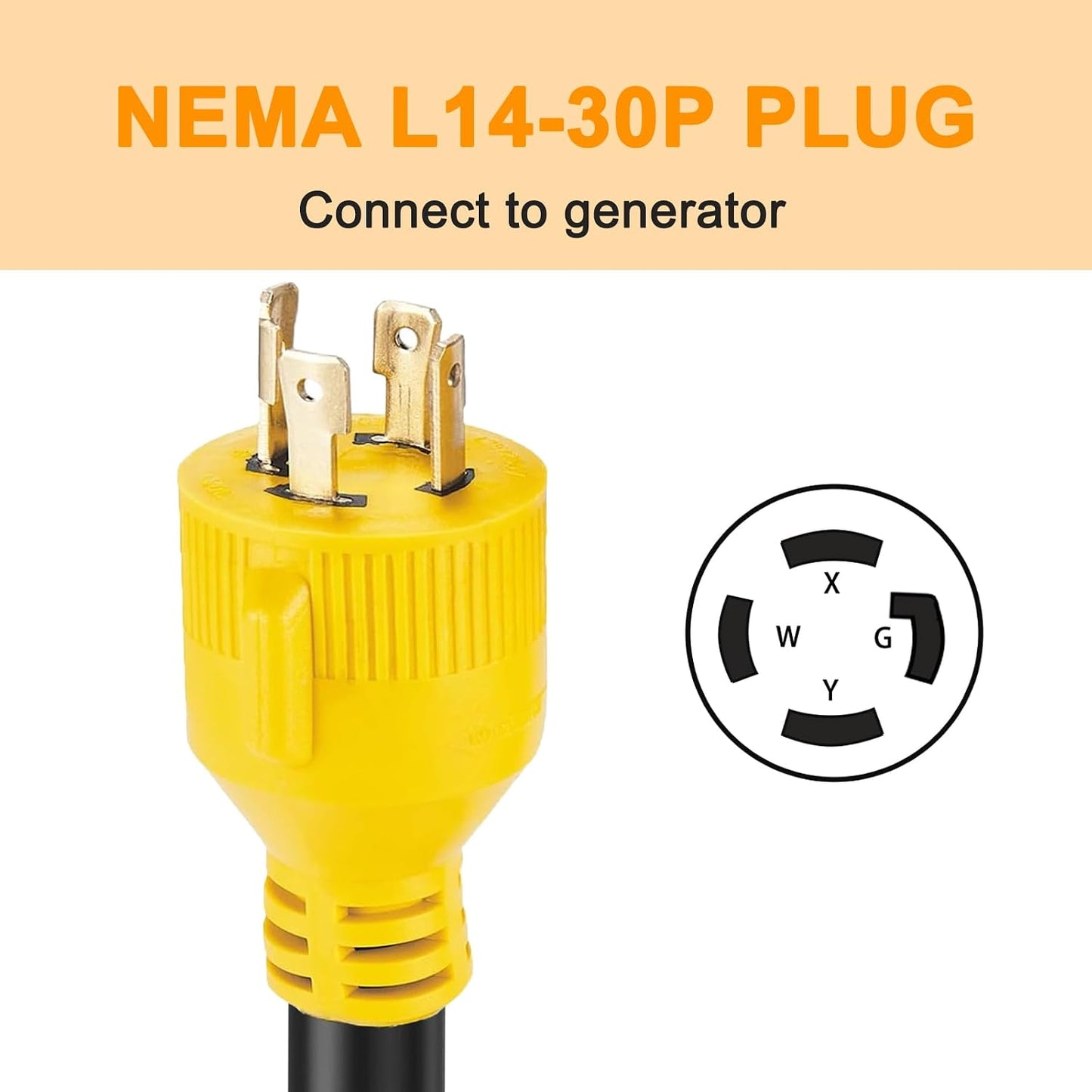 Cable extensión NEMA L14-30P a 6-50R 25pies