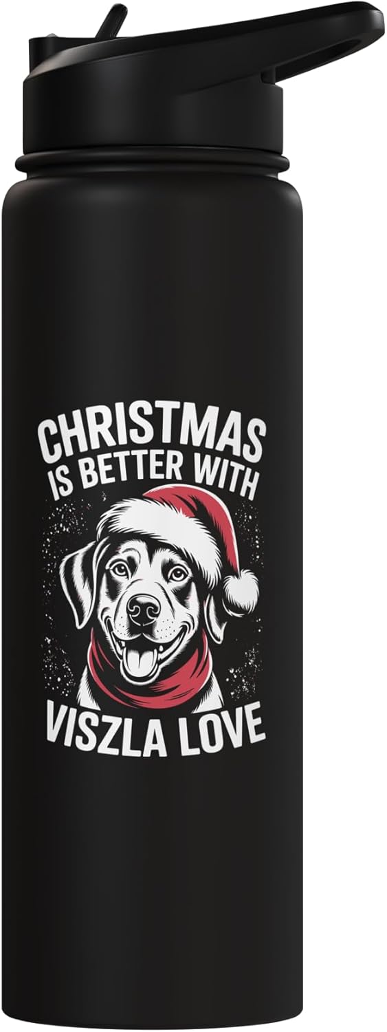Botella de agua acero inoxidable con amor de vizsla para navidad