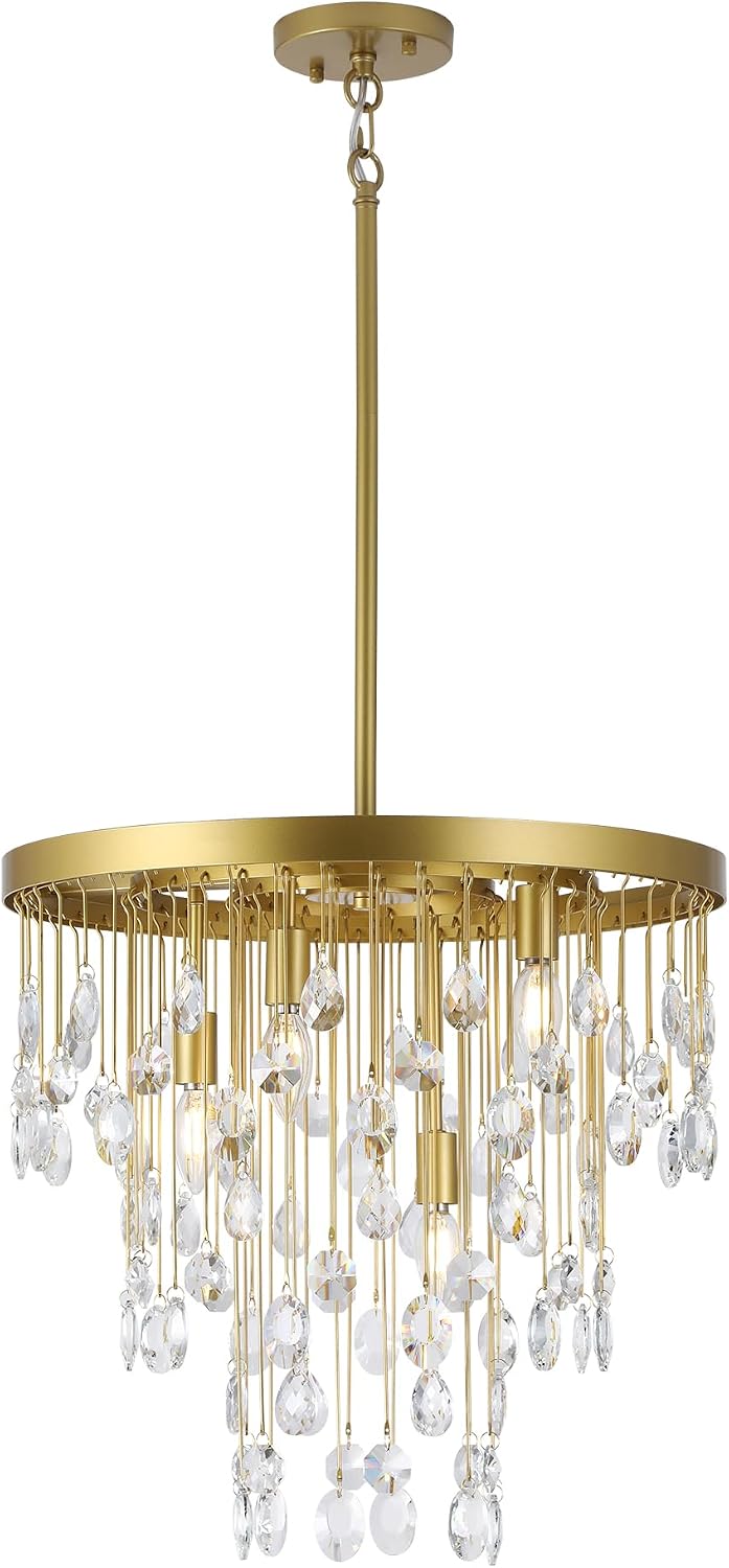 Candelabro redondo cristal cortado 4 luces doradas