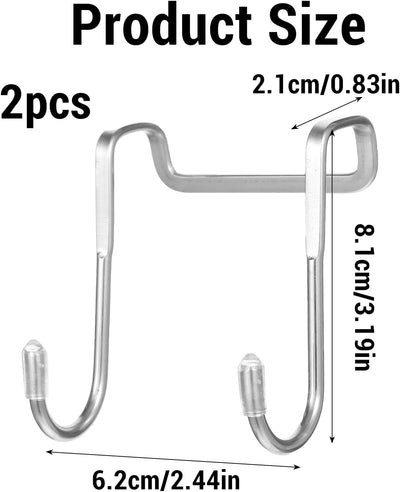 2 Pzas Ganchos Acero Inox para Armario Puerta Baño Cocina