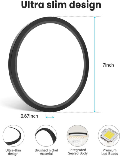 Lámpara techo LED empotrado 7pulg ajustable 3000K-6500K satén negro