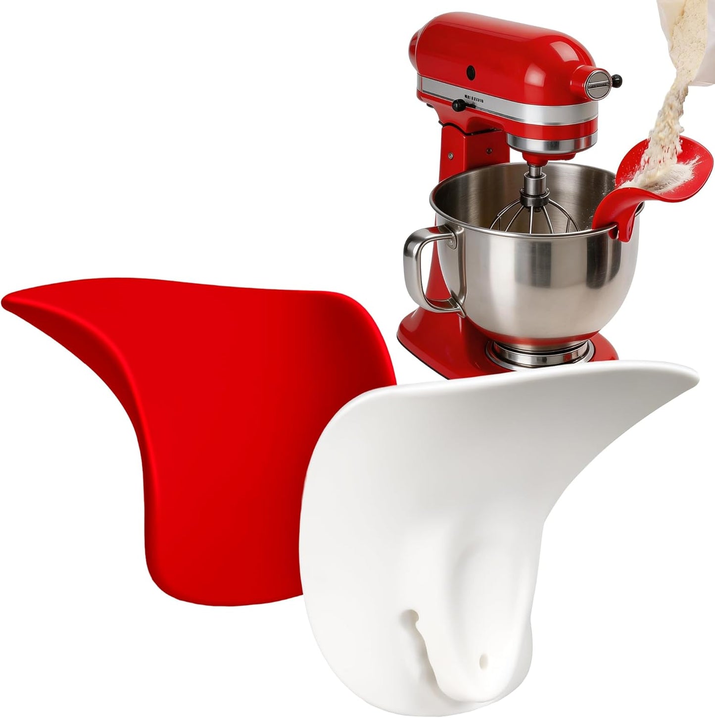 2 Embudos Silicona Blanco Rojo para Batidora 3.5-7qt