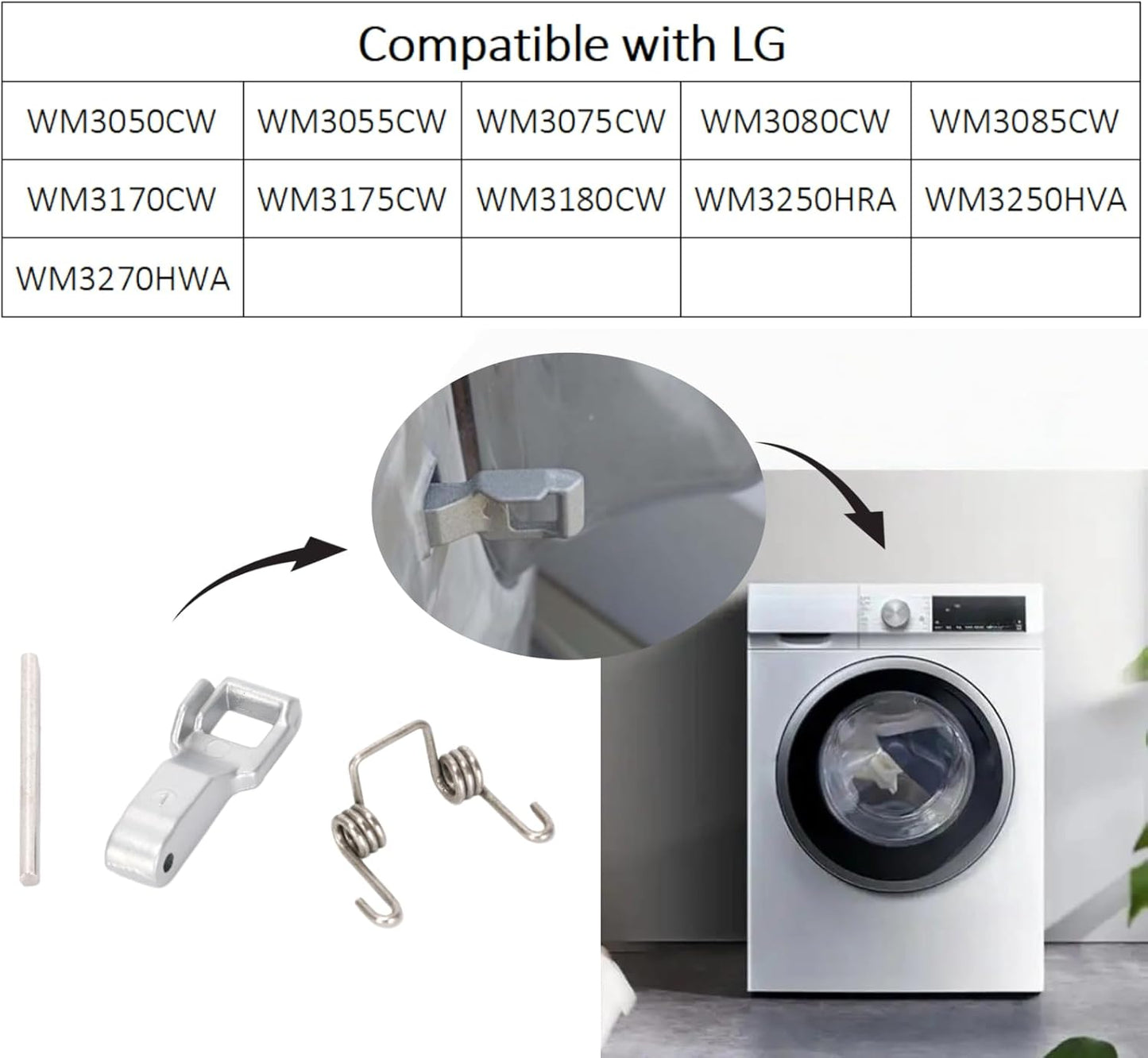Kit cerradura puerta lavadora comp para LG WM3050CW