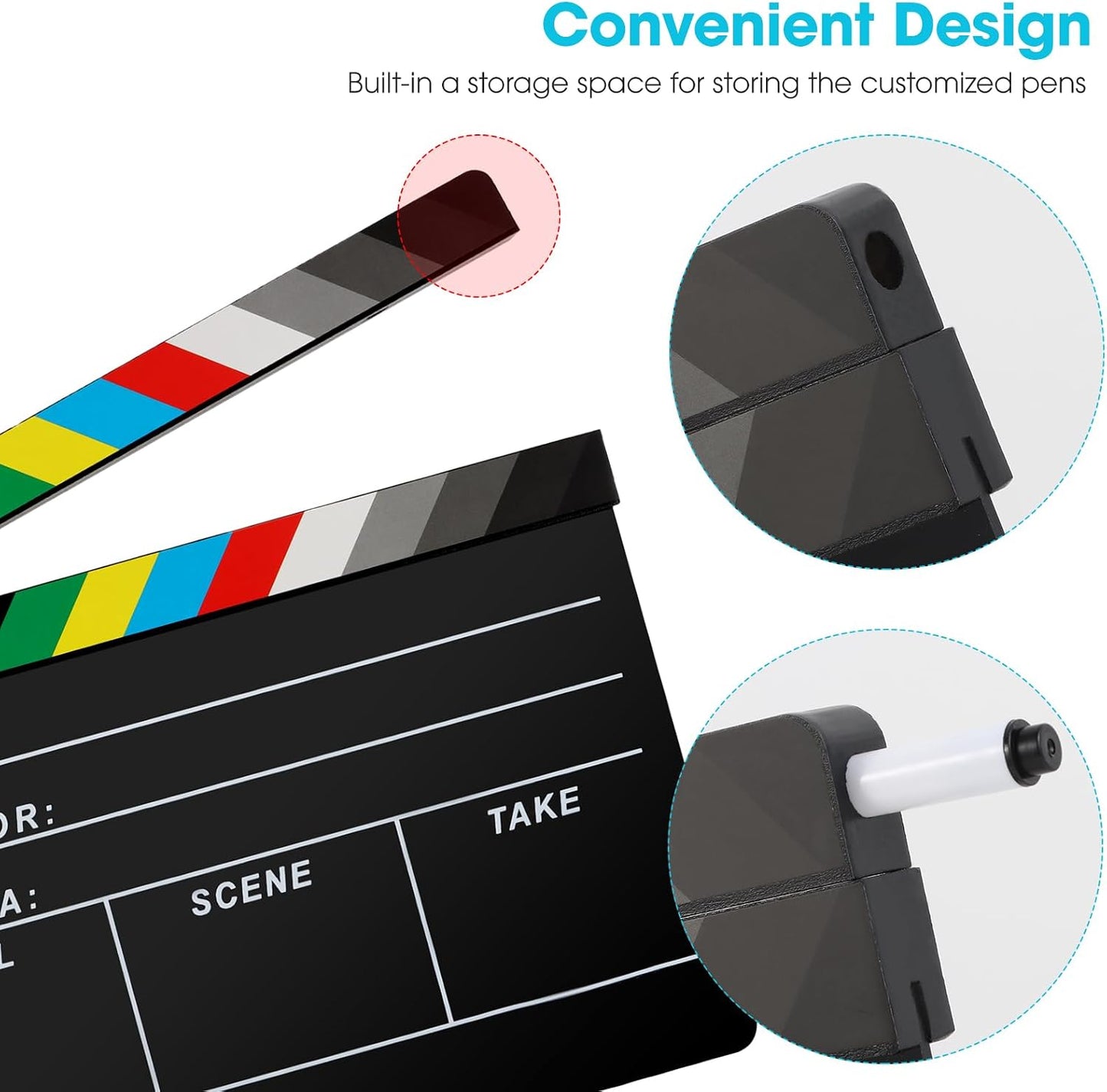 Pizarra Clapper Acrílico para Películas y Video Negro