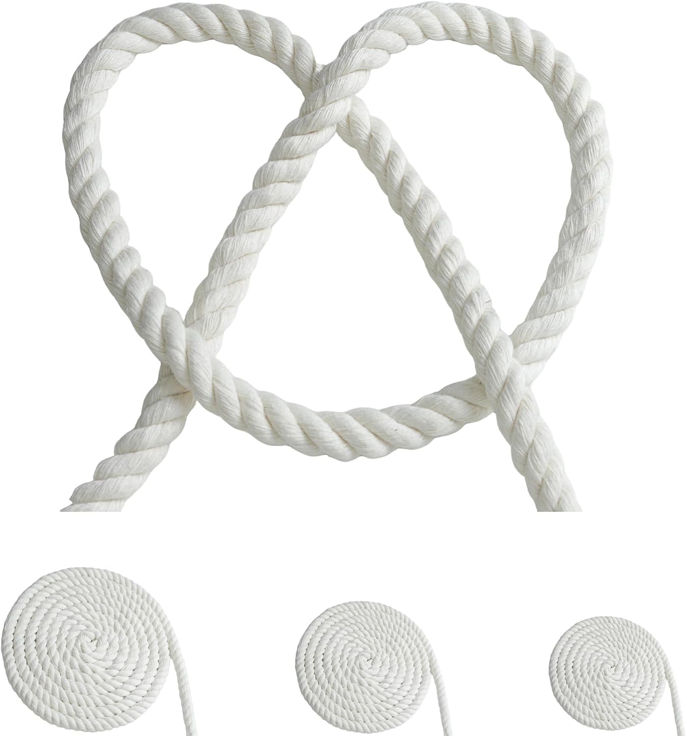 Cuerda algodón natural 50ft 0.472pulg 3 hebras suave manualidades