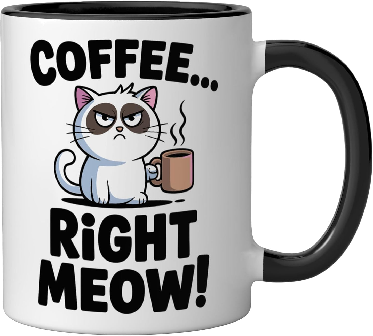 Taza Cerámica Gato Negro/Blanco