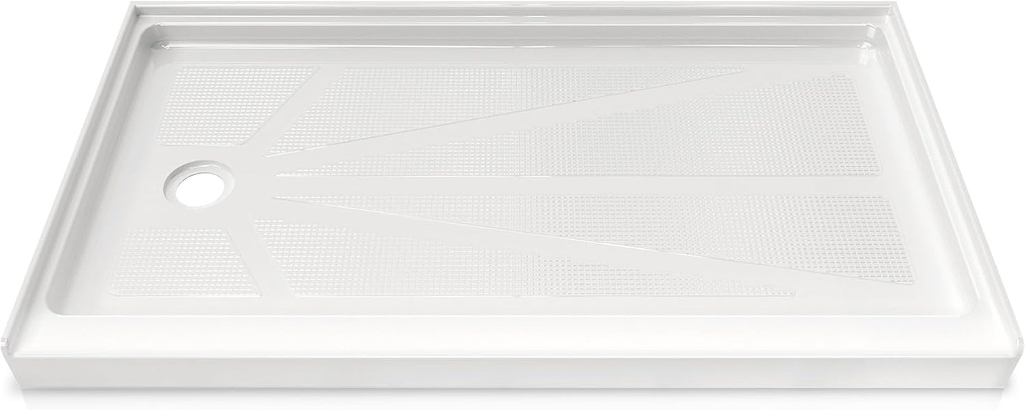 Base ducha drenaje izq 60x34pulg acrílico reforzado blanco