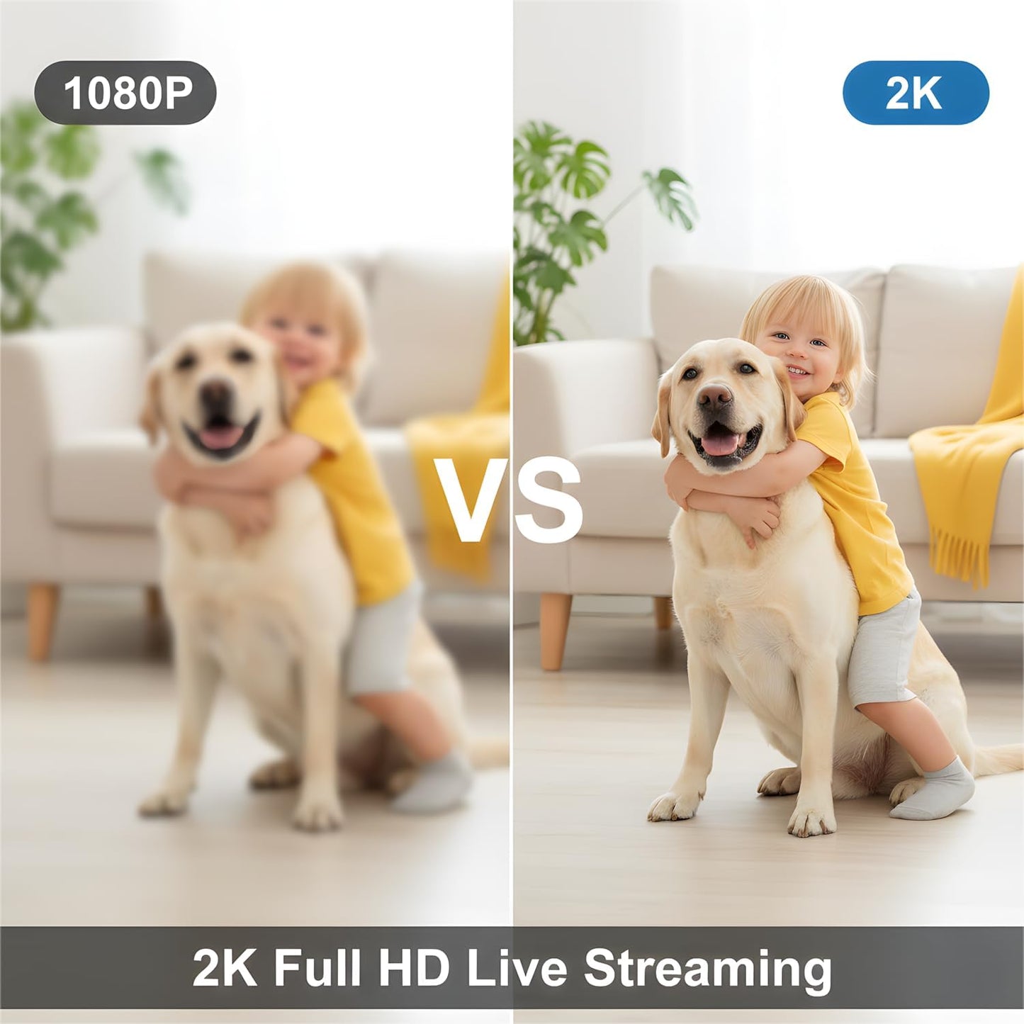 Cámara espía WiFi 2K visión nocturna para bebé niñera mascota negro