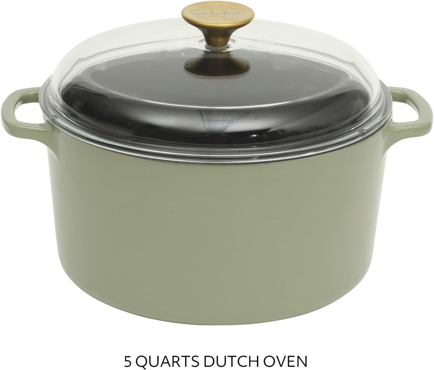 Olla hierro fundido 5qt con tapa vidrio apta horno verde