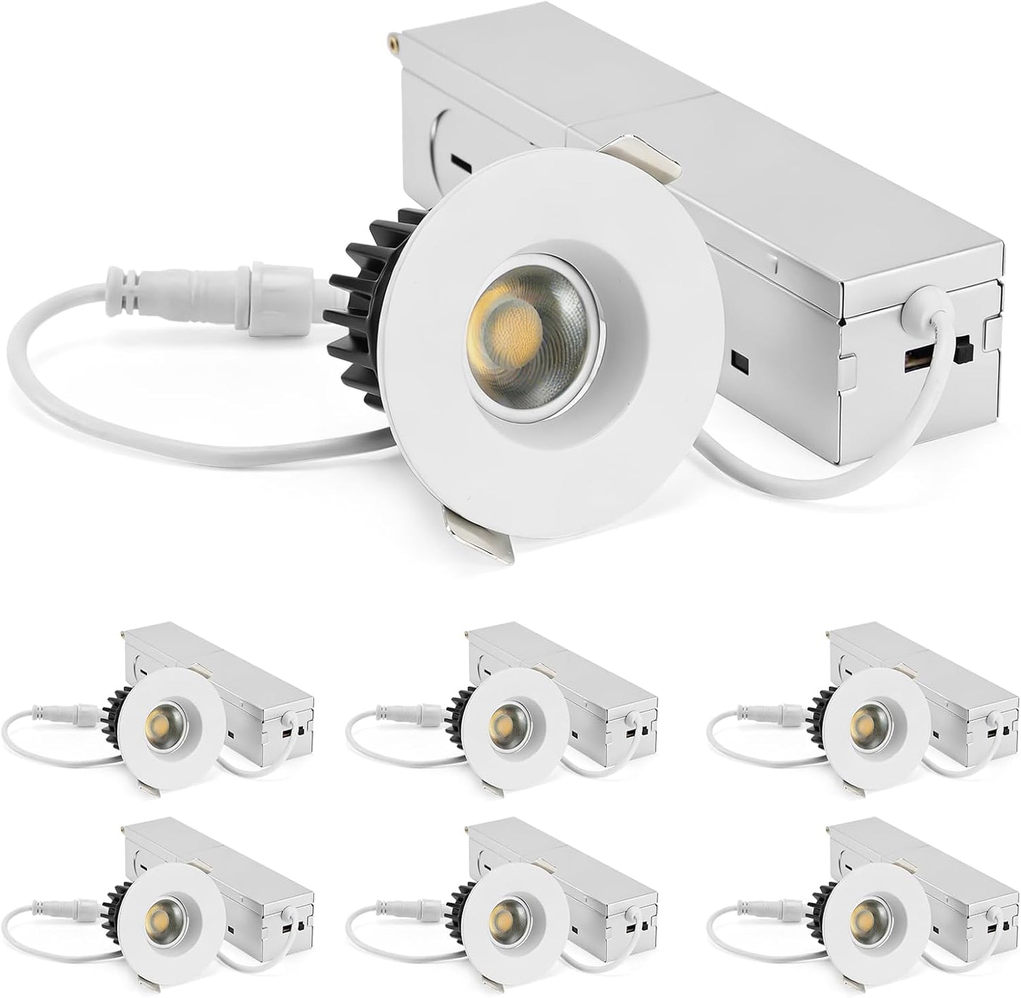 Iluminación LED empotrable 2pulg set 6 blanco regulable CCT