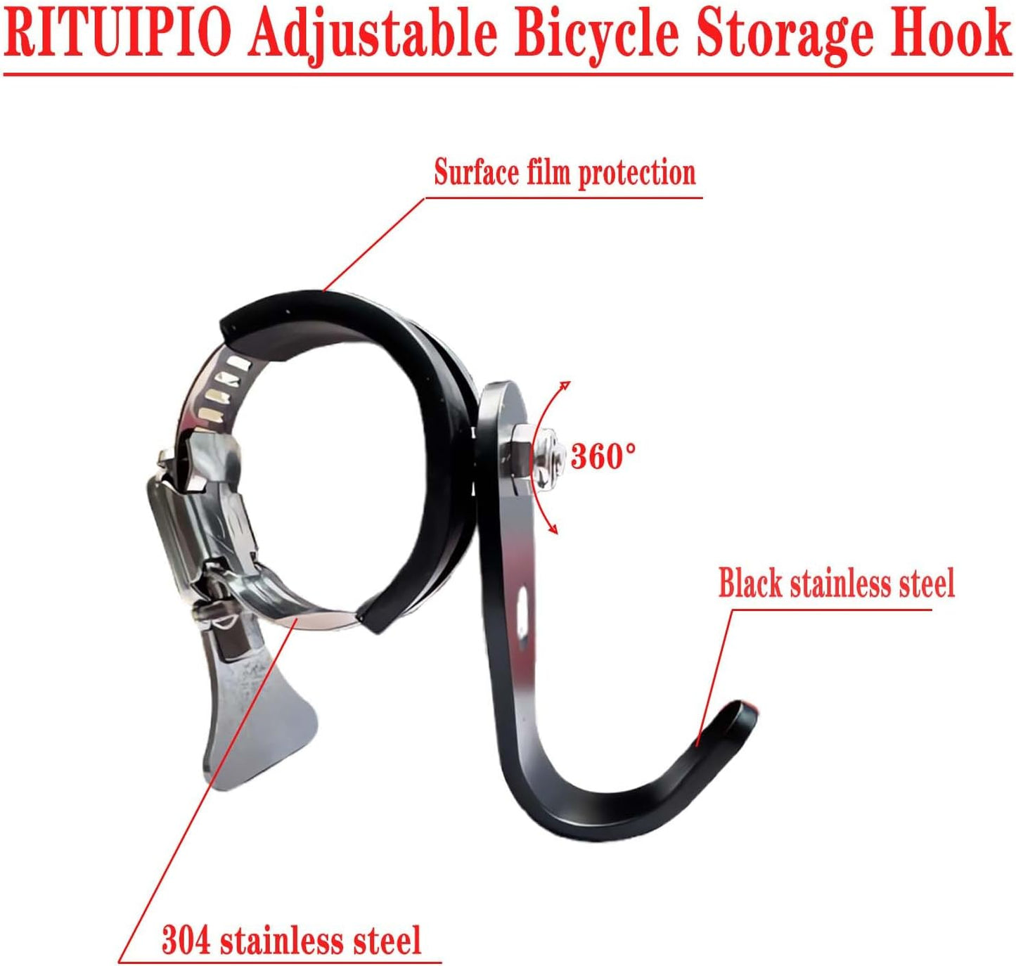 Gancho soporte universal para poste metal negro ajustable