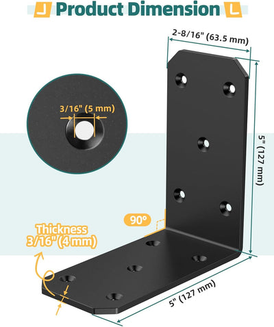 Soportes en L de metal para estante flotante 5x5x2.5pulg