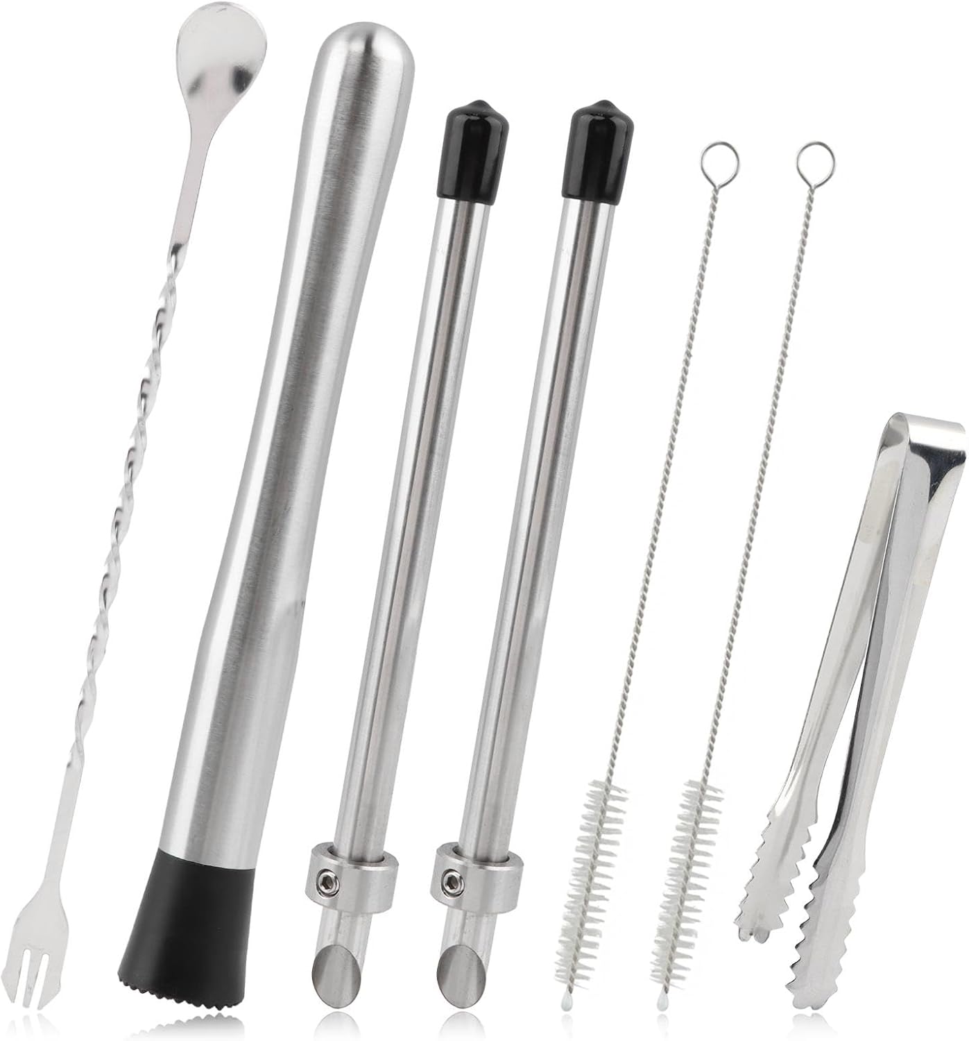 Perforador de paja y muddler de acero inoxidable para copas plásticas con tapa de limonada