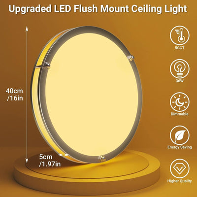 Luces techo LED 16pulg níquel cepillado set 2