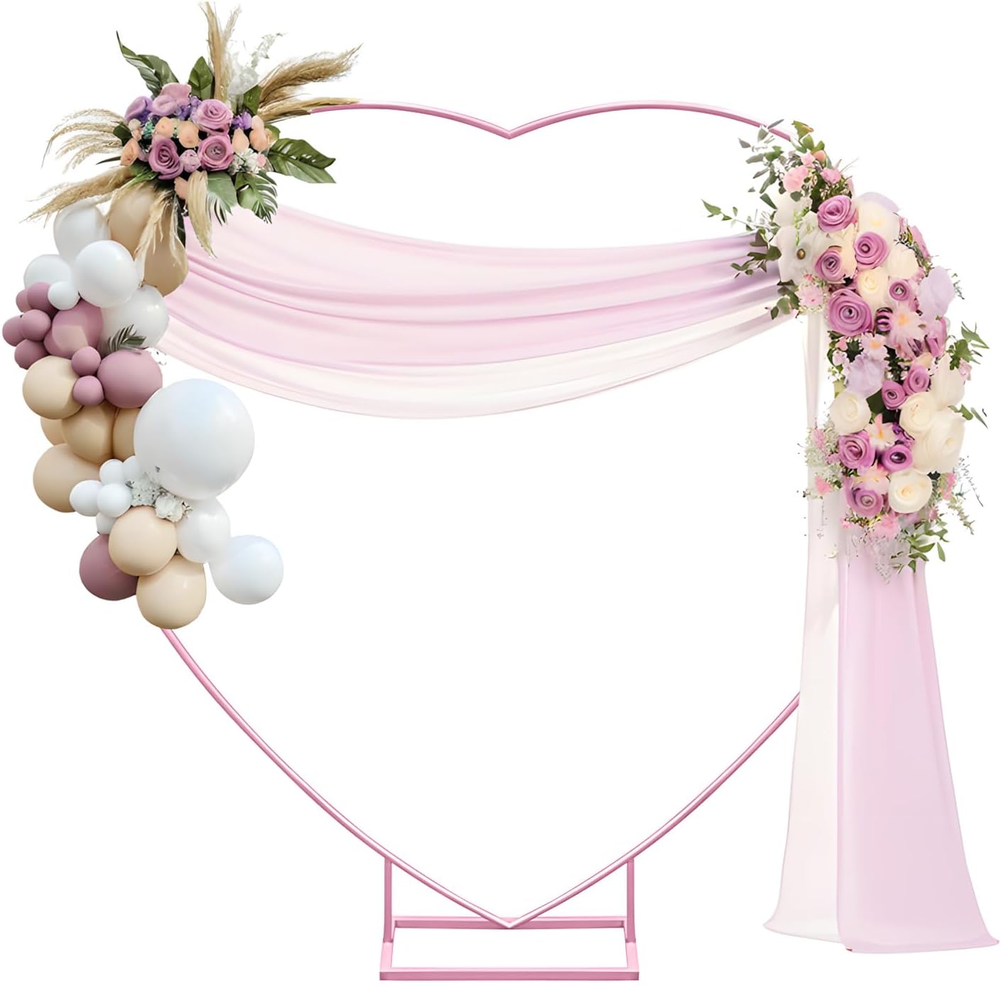 Telón arco metal con forma corazón flores para bodas y fiestas 2M