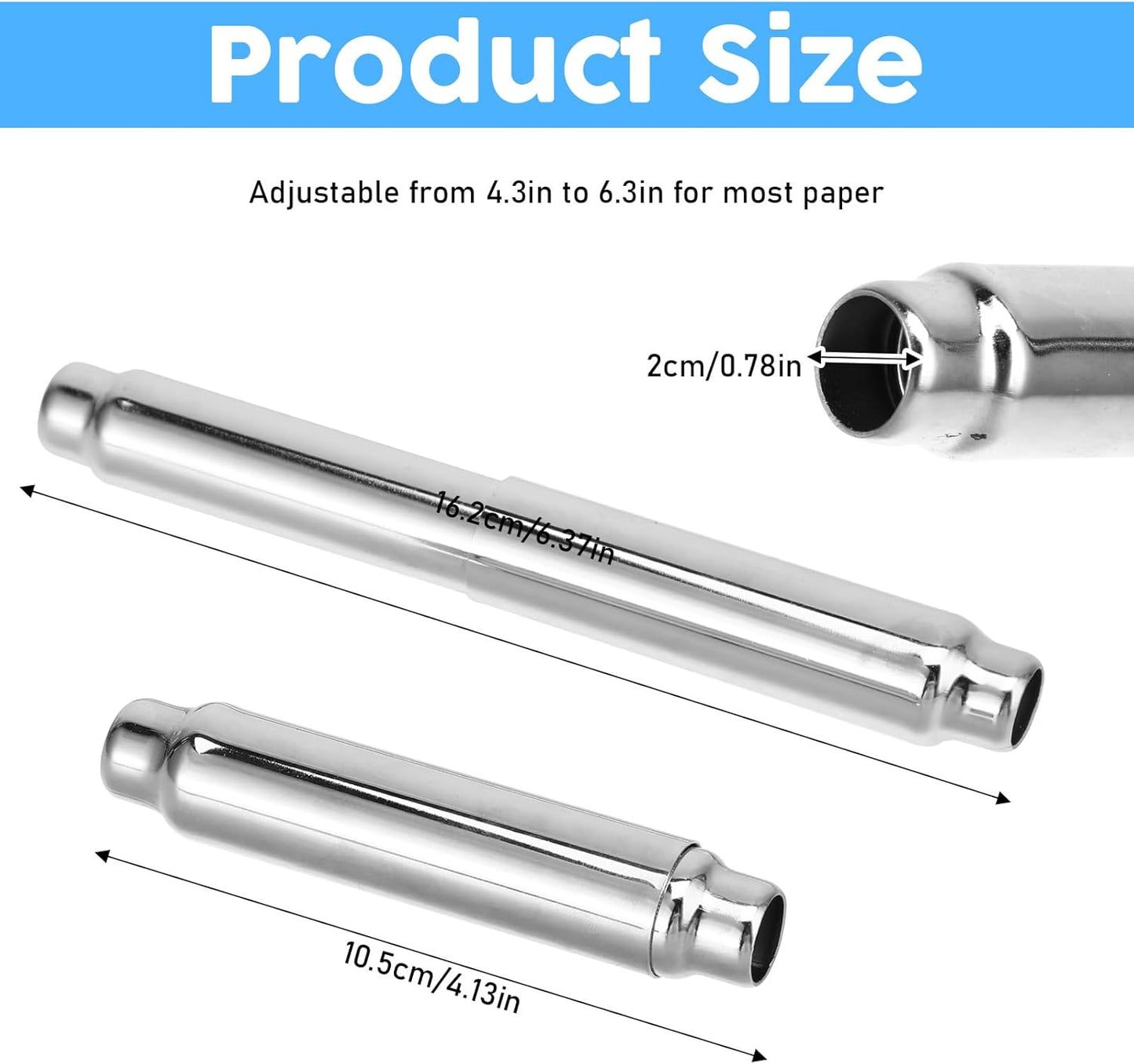 2 Pzas Soporte Papel Higiénico Acero Inox Ajustable Cromado