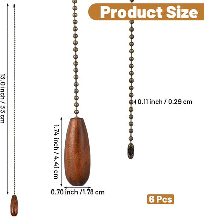Extensión cadenas abanico 16.73pulg set 6 decorativas madera