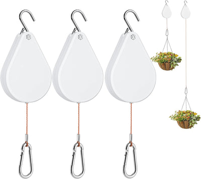 Colgador retráctil para plantas con poleas y gancho ajustable