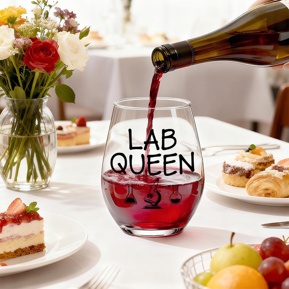 Copa de vino sin tallo TOUNER Lab Queen divertida para mujer regalo de ciencia