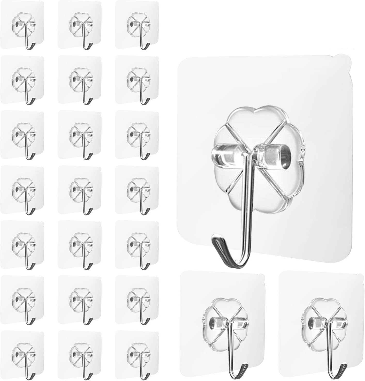 24 Ganchos Autoadhesivos Acero Inox 304 Multiuso Impermeables