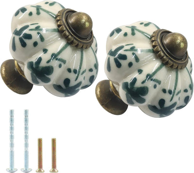 Pomos calabaza cerámica vintage cajones patrón flores