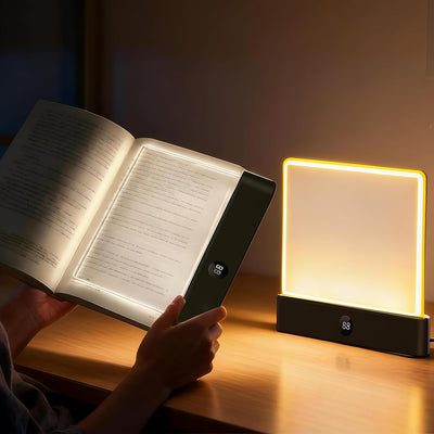 Luz libro LED plana recargable 3 colores temporizador negro