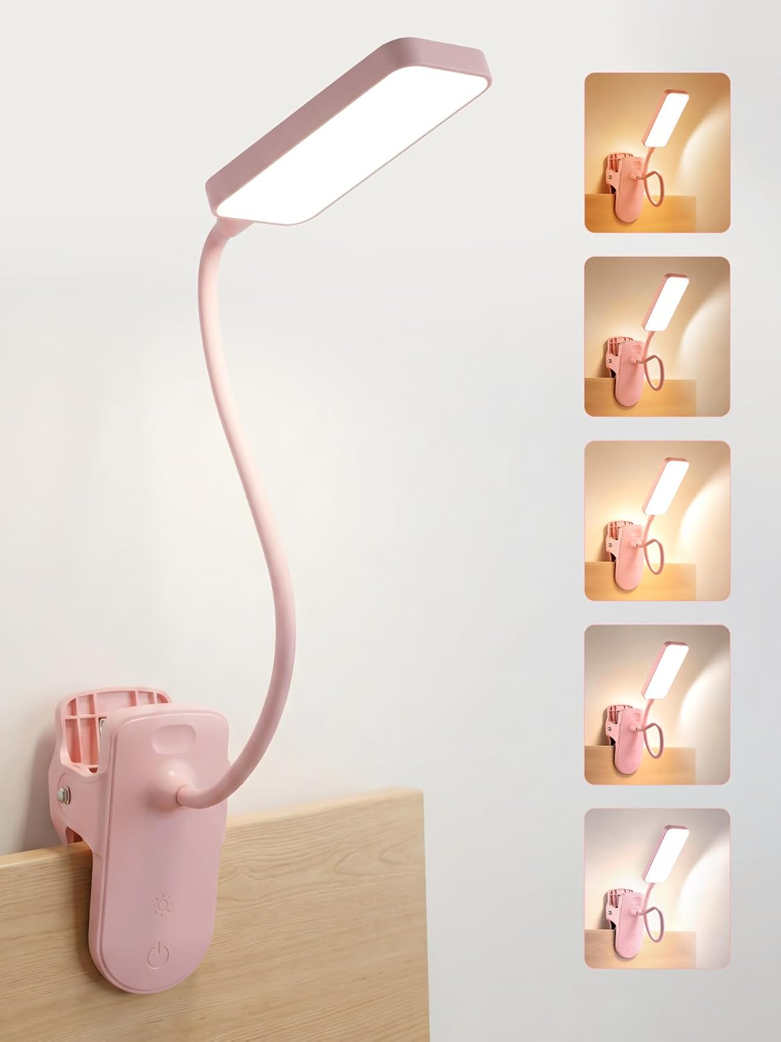 Lámpara escritorio rosa 48 LED 5 colores recargable