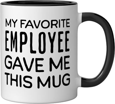 Taza de cerámica negra/blanca regalada por empleado favorito