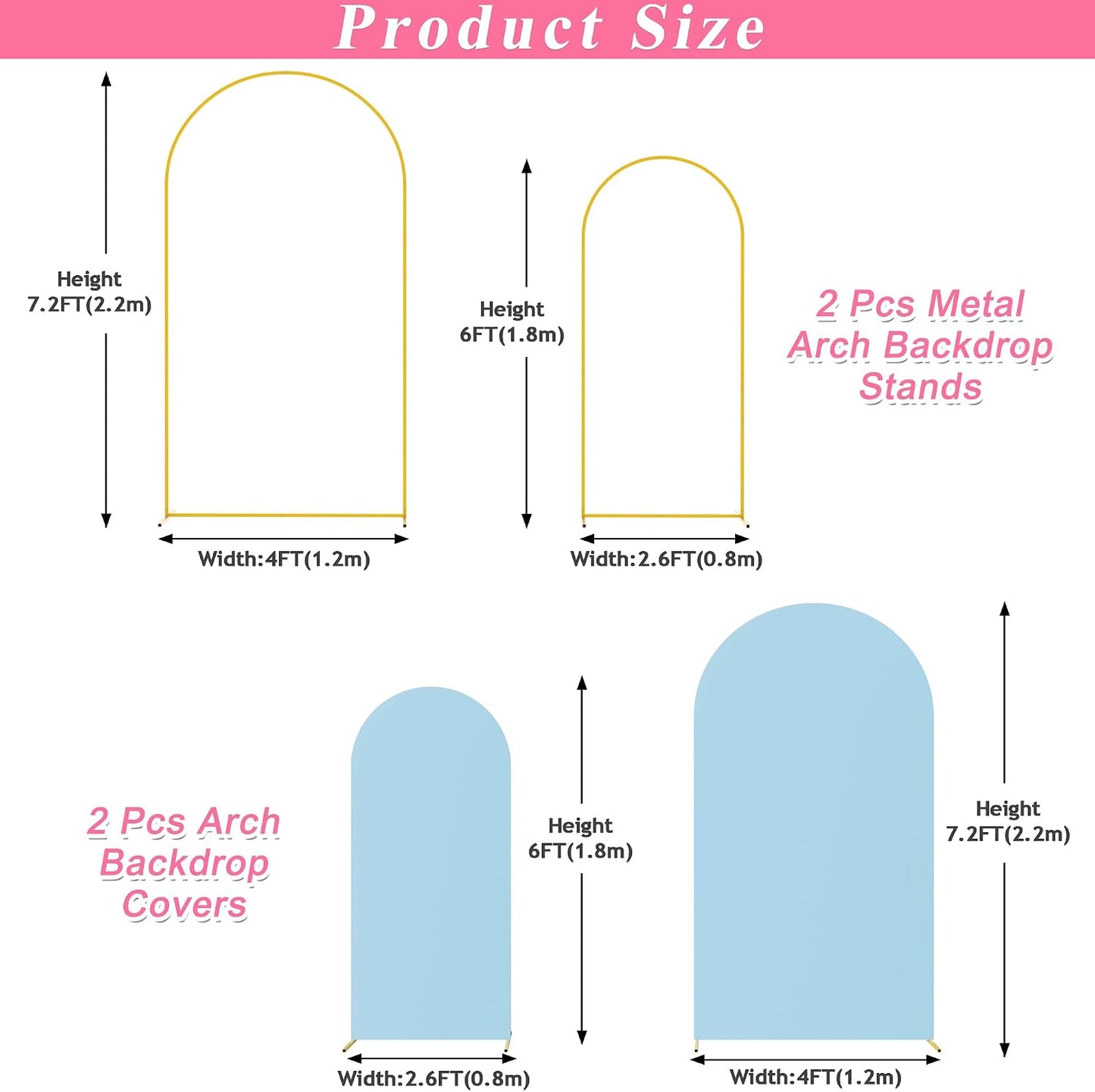 2 Pzas Soporte Arco Metal para Boda y Telón Chiara
