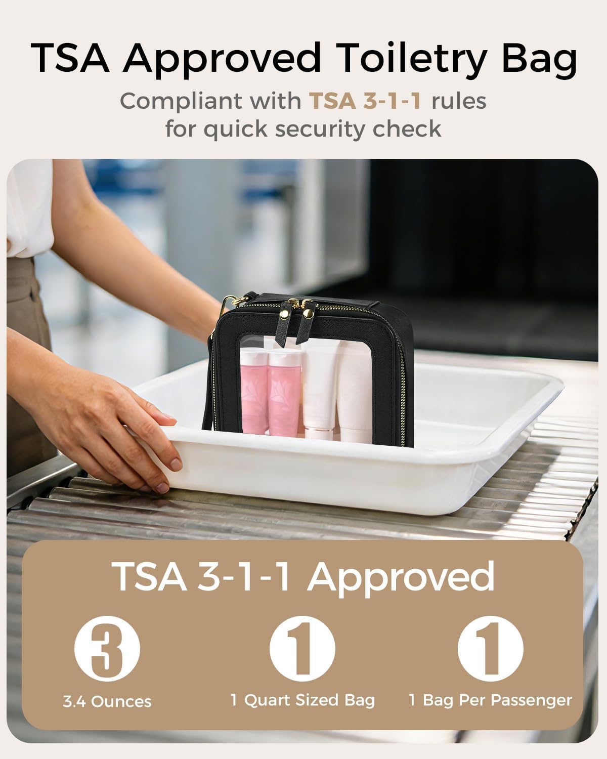 Bolsa maquillaje transparente TSA aprobada con asa