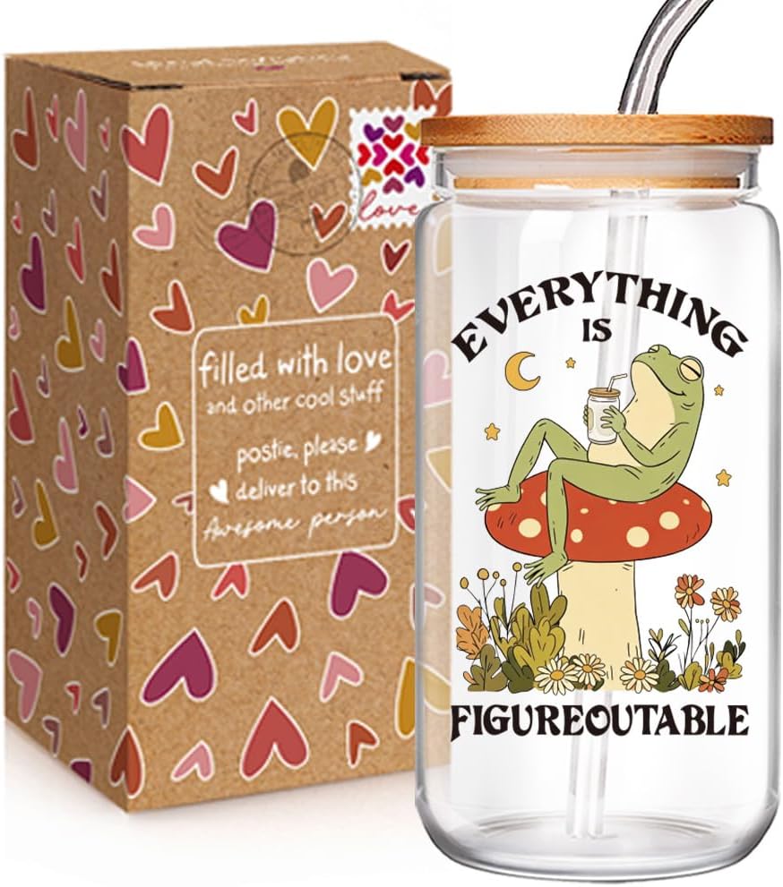 Taza de cristal inspiradora Everything Is Figureoutable para mujer