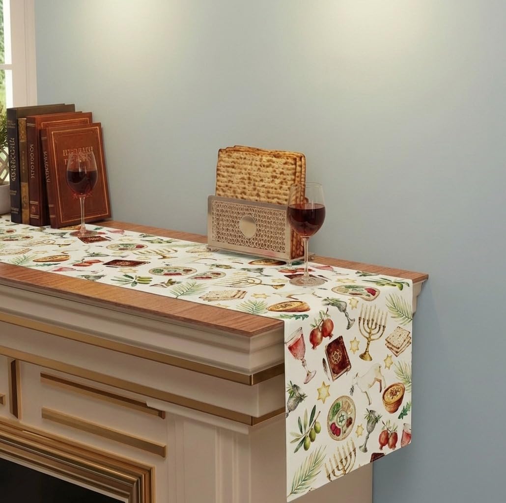Camino de mesa Pascua con estrella de David decoración hogar