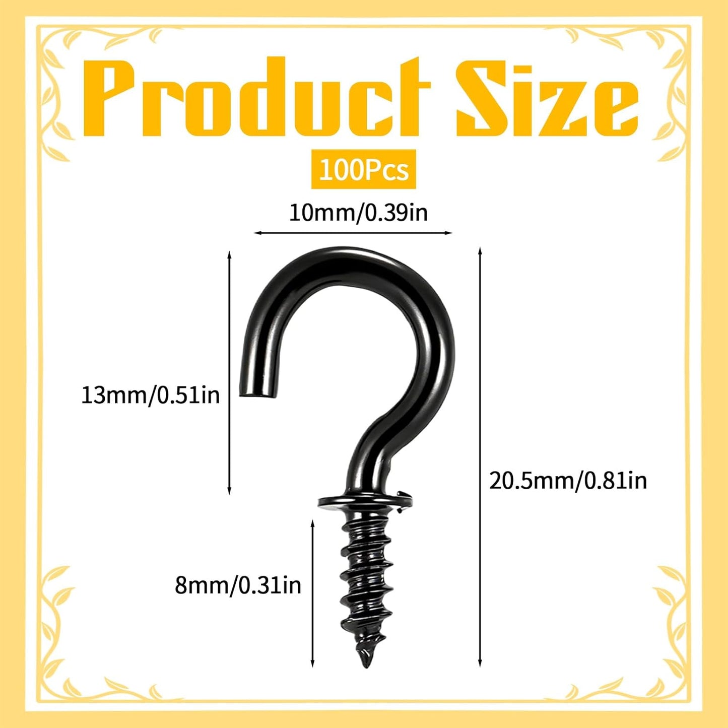 Ganchos metal 1/2pulg para tazas y joyas negros
