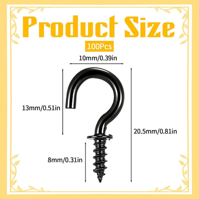 Ganchos metal 1/2pulg para tazas y joyas negros