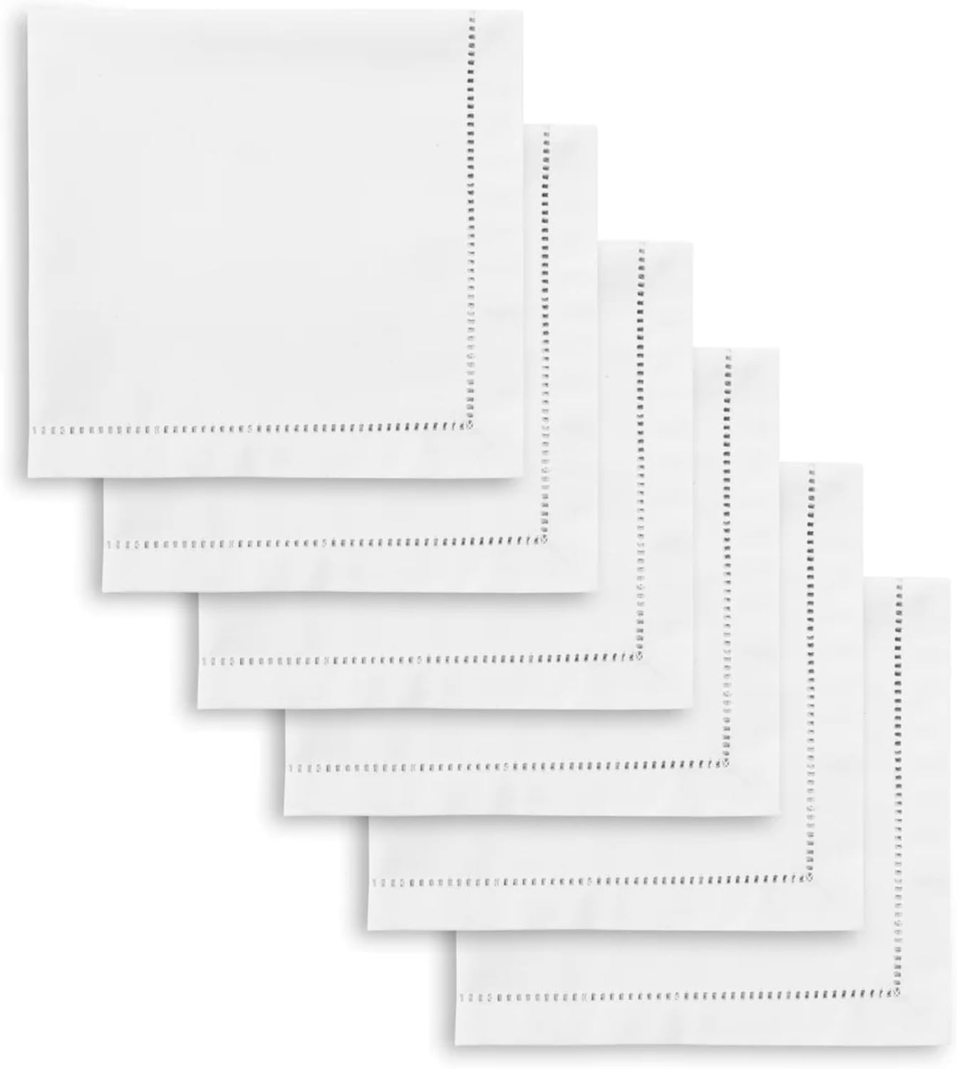 Servilletas blancas de hotel Loom & Table juego de 12 acabado vainica elegante resistente a arrugas lavable
