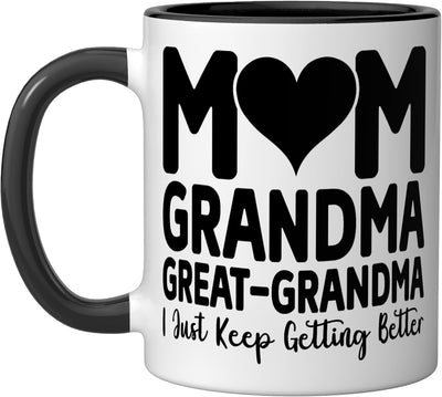Taza cerámica para mamá abuela bisabuela Día de la Madre negra/blanca