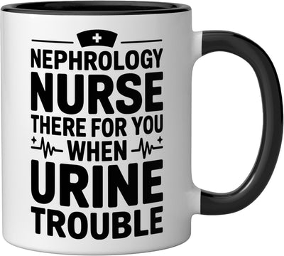 Taza de cerámica para enfermero renal y técnico de diálisis negra/blanca