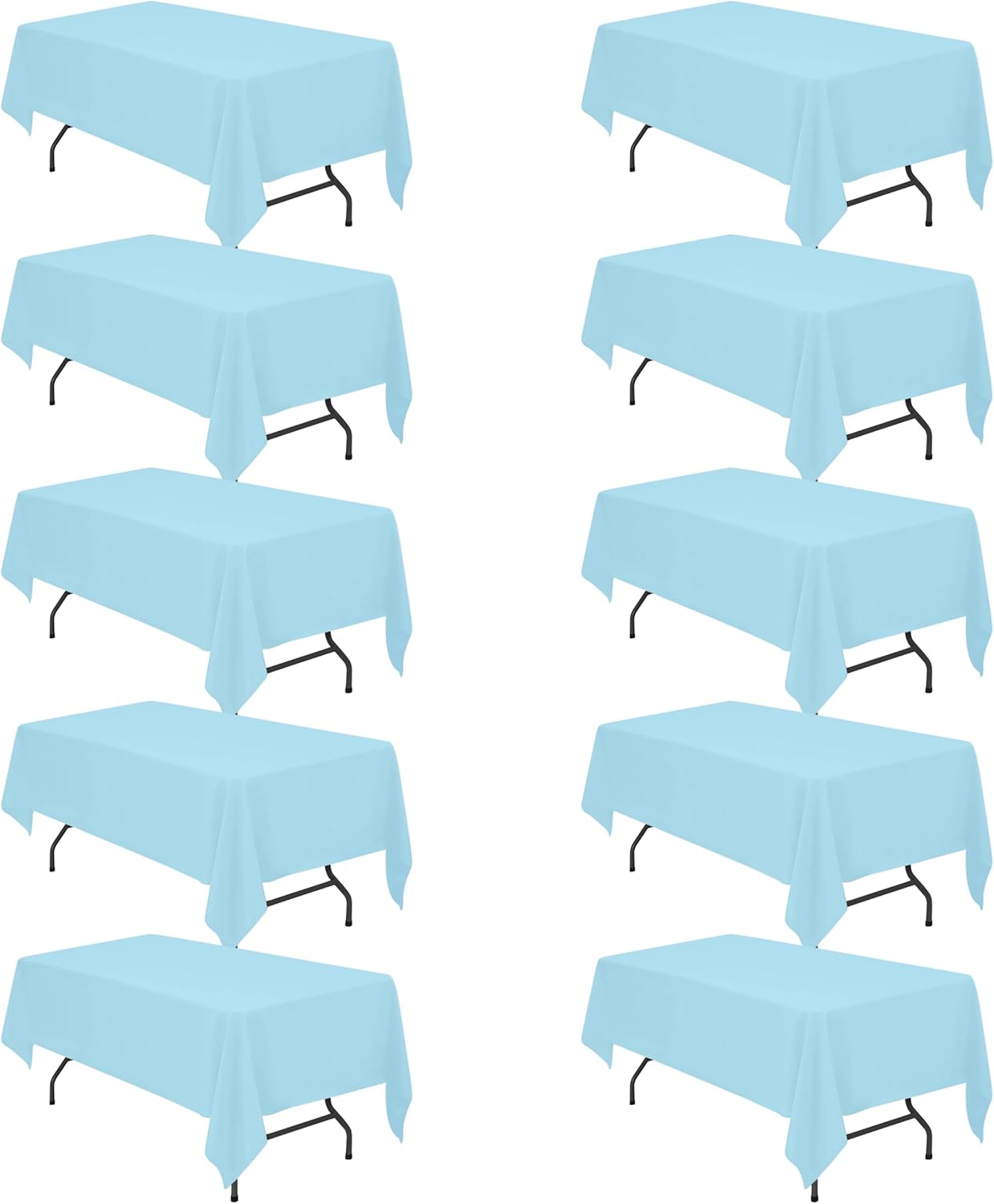 10 Manteles Poliéster 6x102pulg Azul Claro para Mesa Rectangular