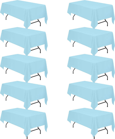 10 Manteles Poliéster 6x102pulg Azul Claro para Mesa Rectangular